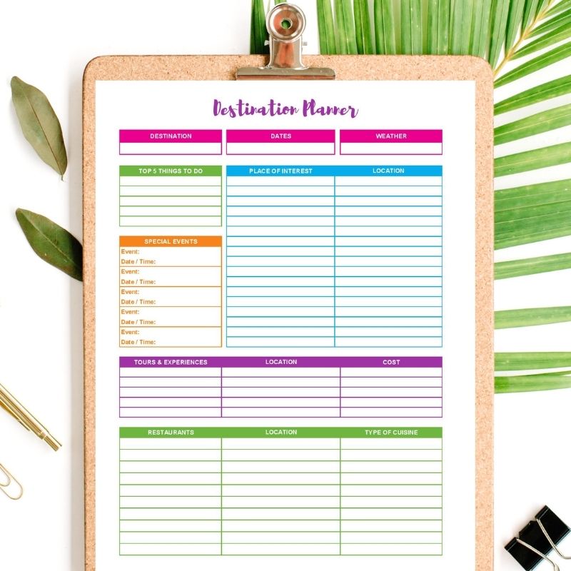 vacation planner printable