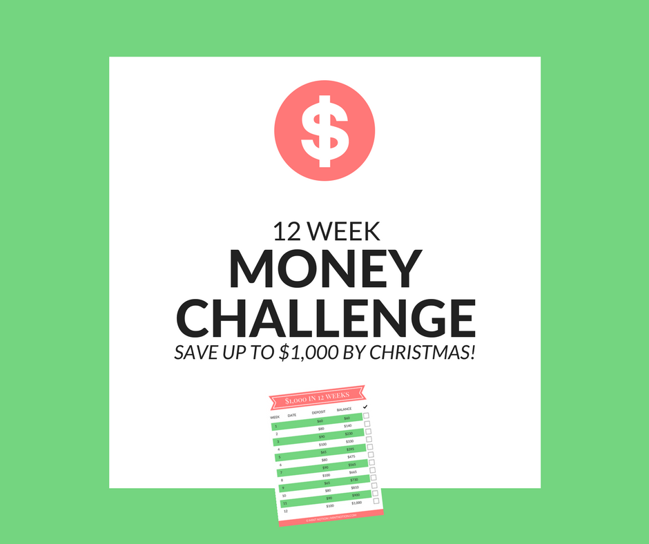 12 Week Money Challenge Save 1 000 By Christmas Mint Notion