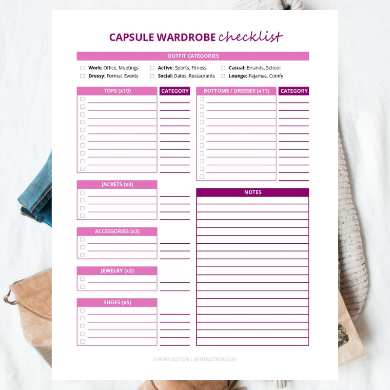 Printable Capsule Wardrobe Checklist