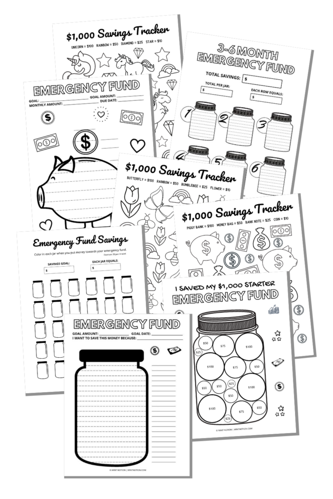 emergency fund tracker printable