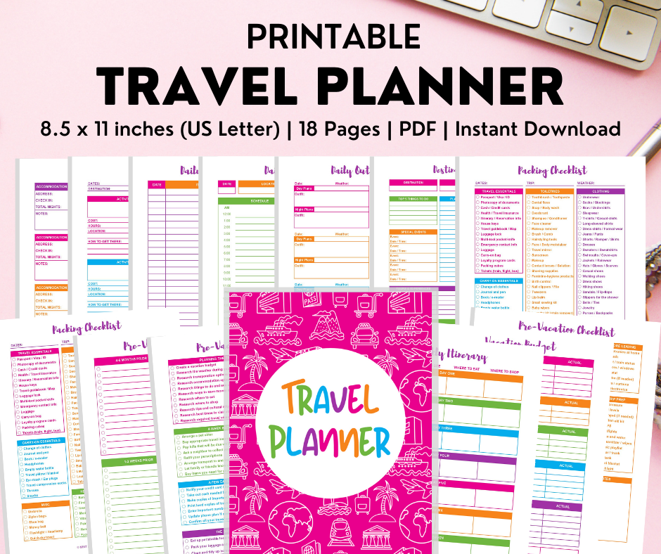 travel planner printables