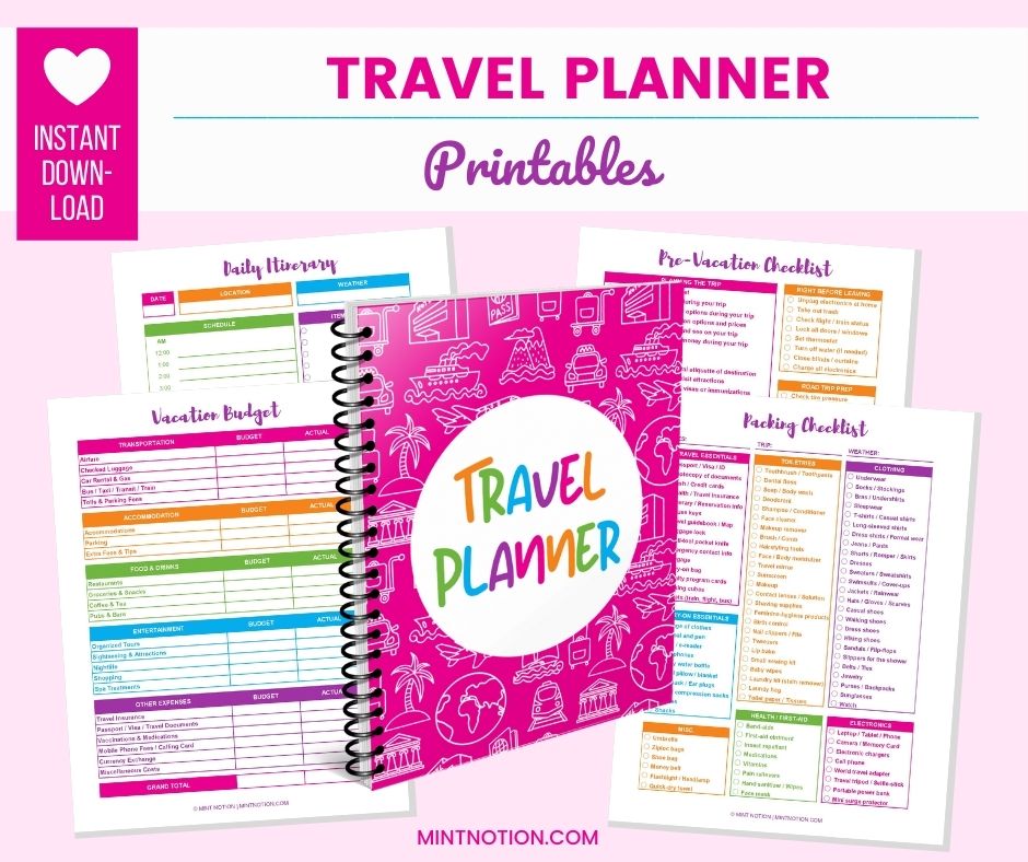 travel planner printables