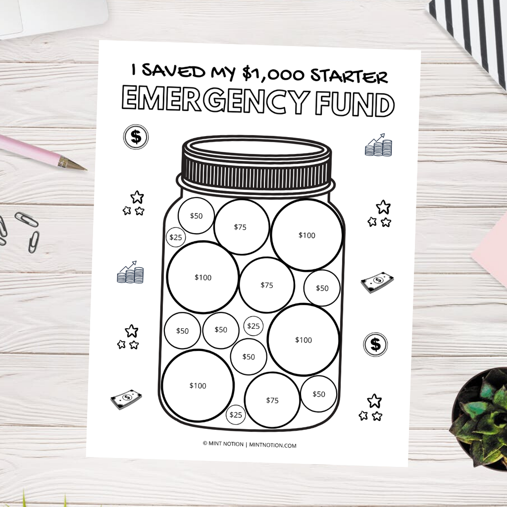 starter emergency fund savings tracker