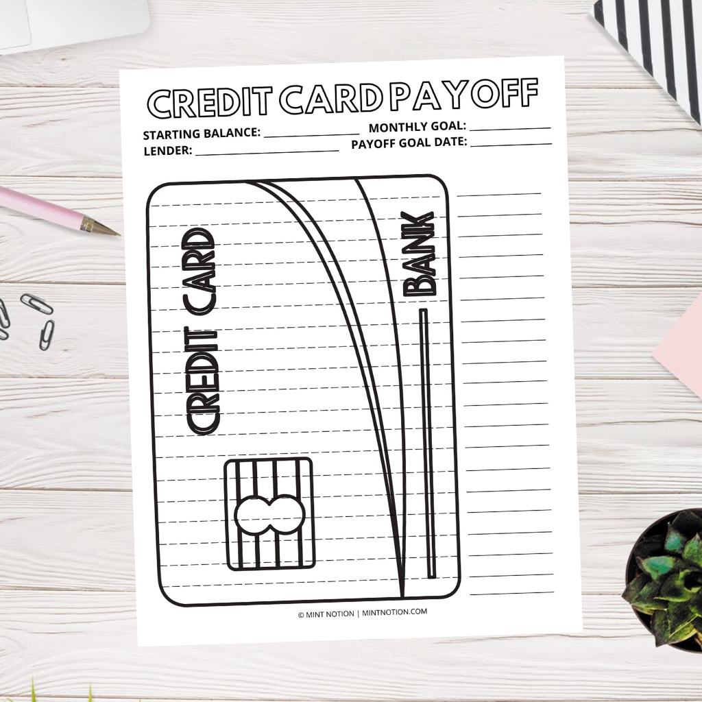 credit card debt payoff coloring page