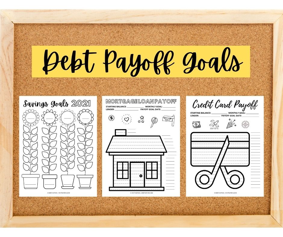 saving and debt payoff coloring sheets