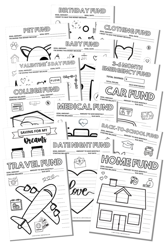 sinking funds tracker printables