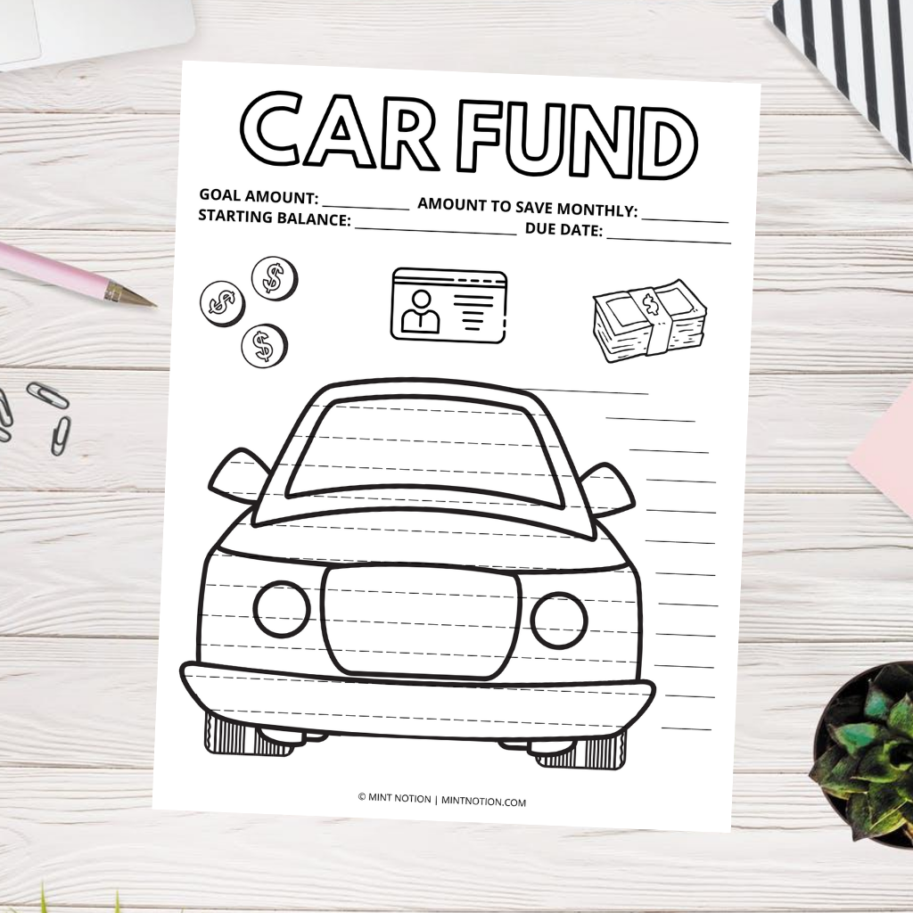 car sinking fund savings tracker