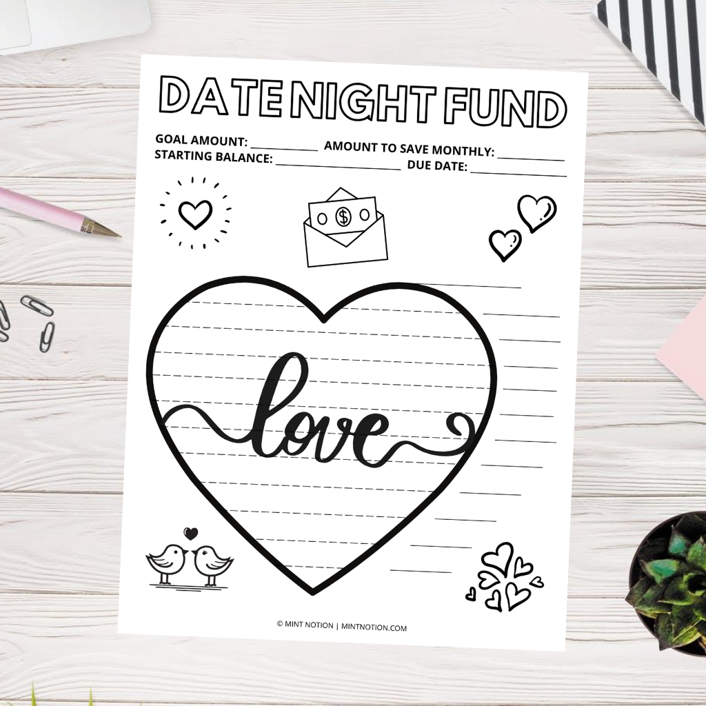 date night savings tracker printable