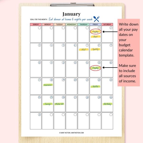 What is a Budget Calendar and How to Make One - Mint Notion