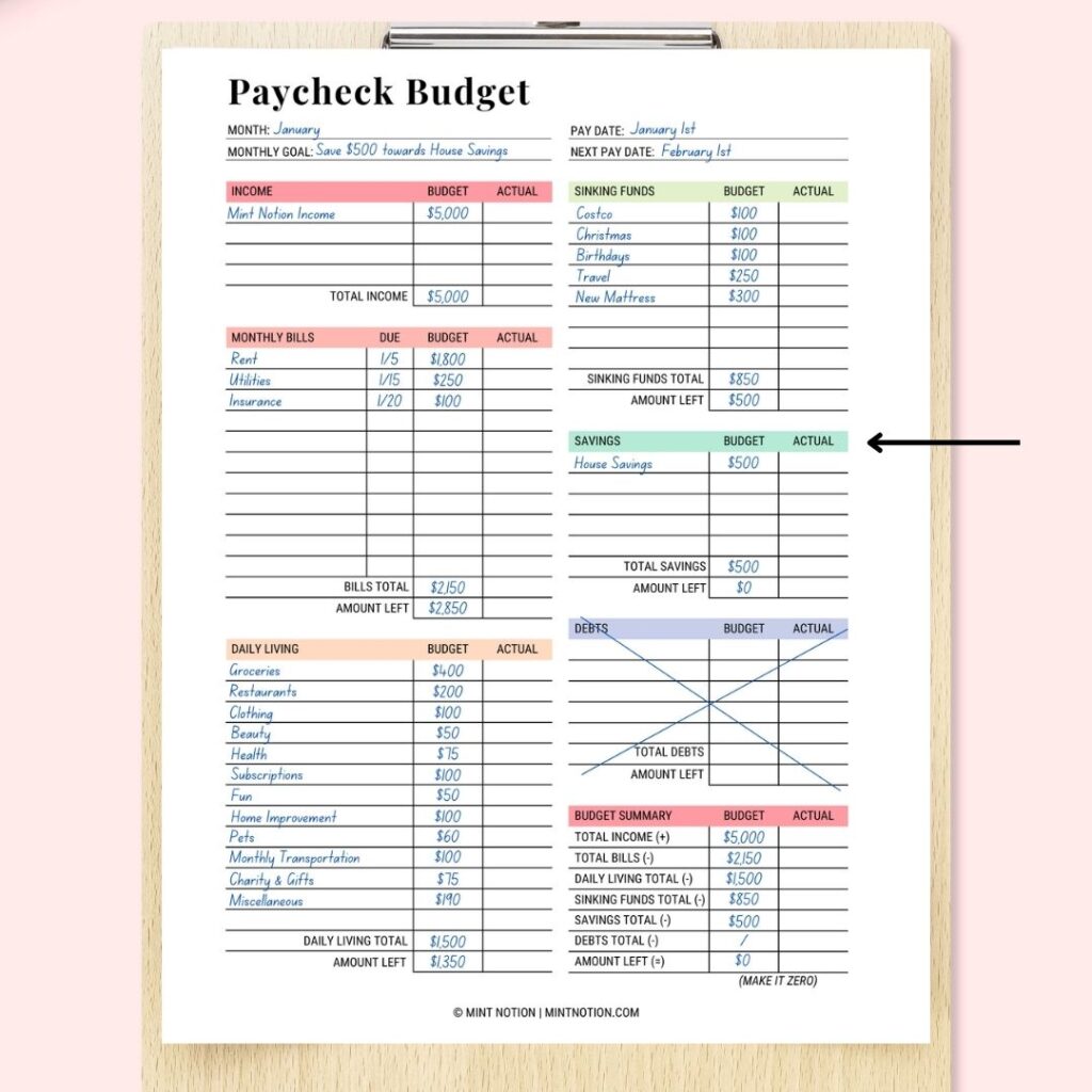 zero based budget printable