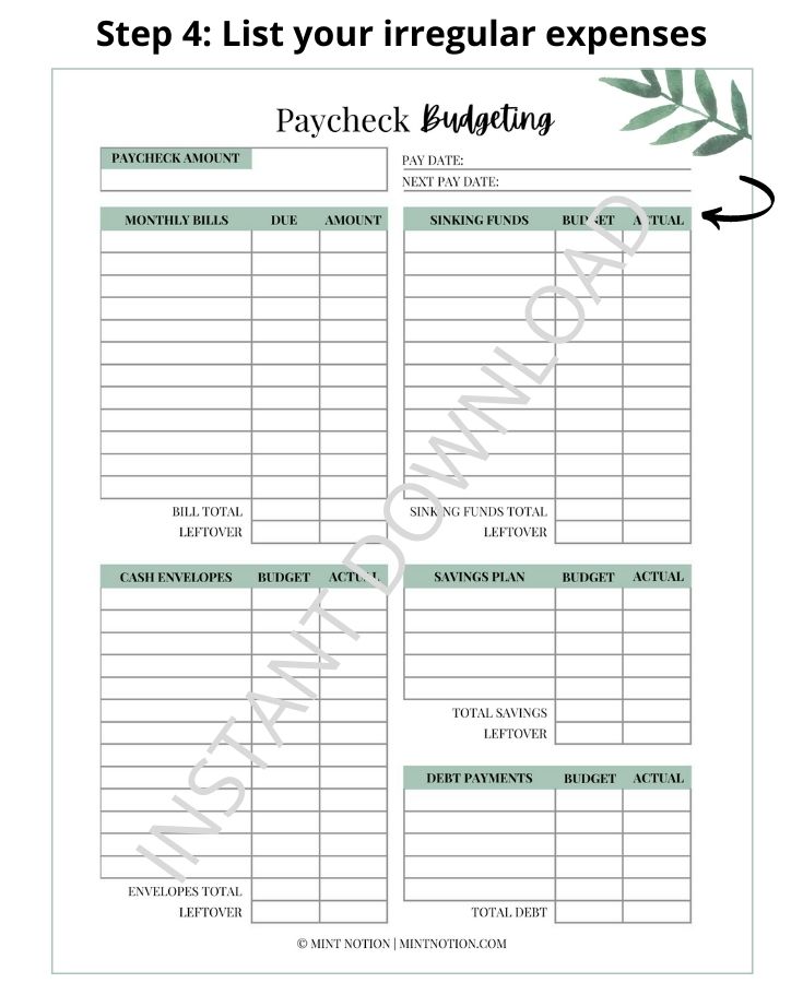 paycheck budget template