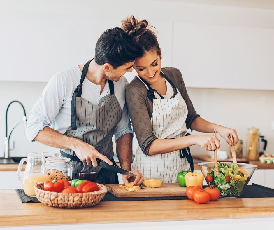 at home date night ideas - cook a romantic meal