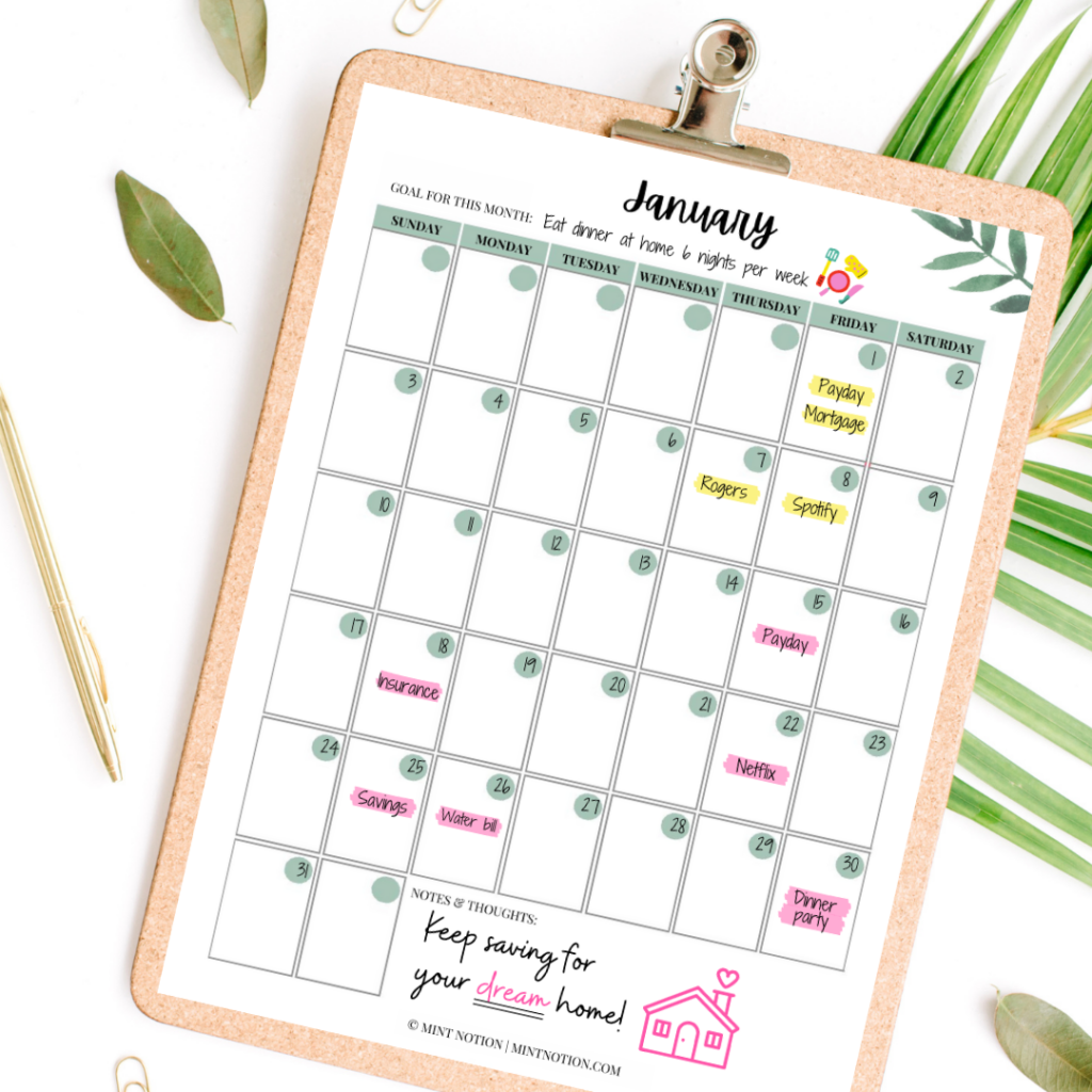 how to save money fast - budget calendar