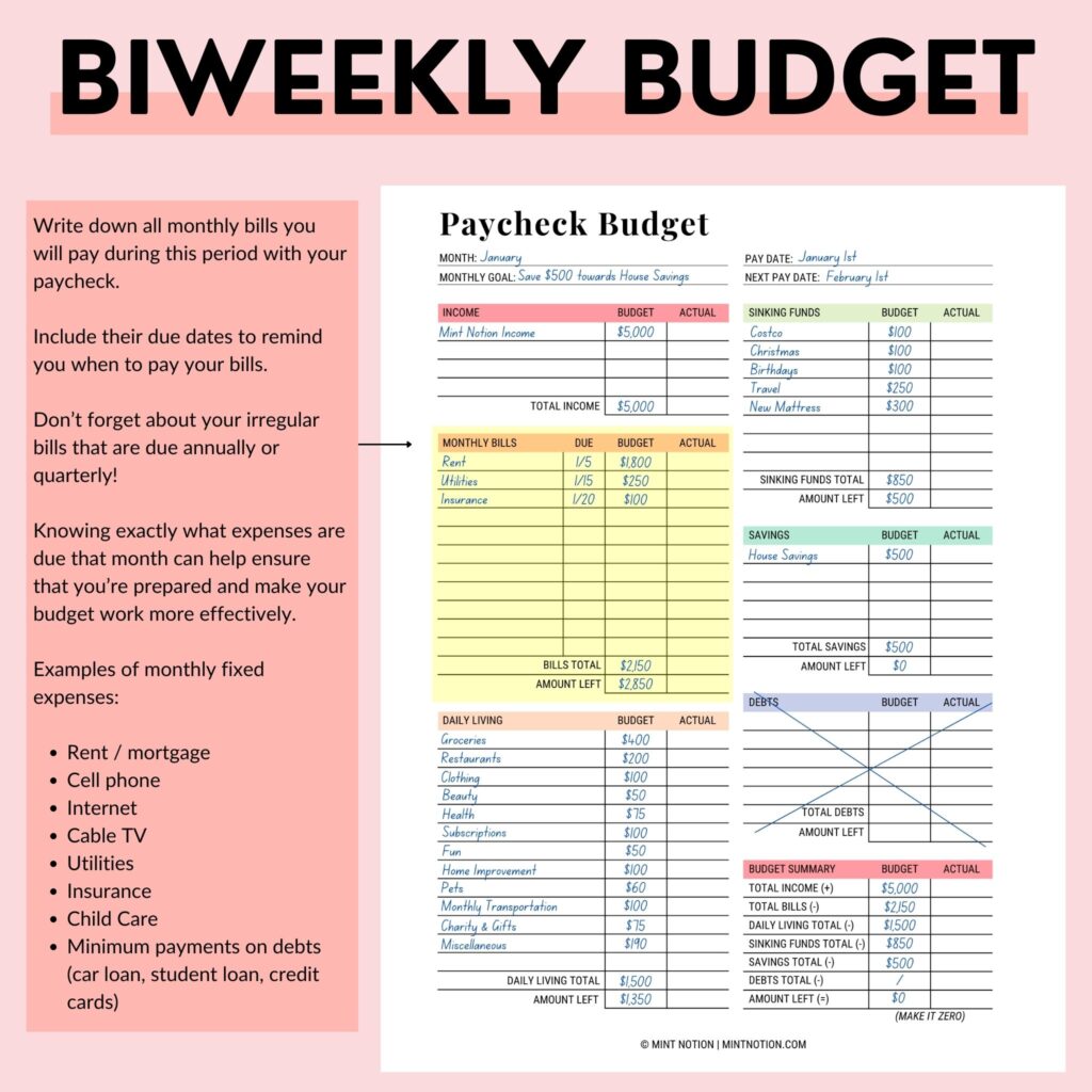 biweekly budget template