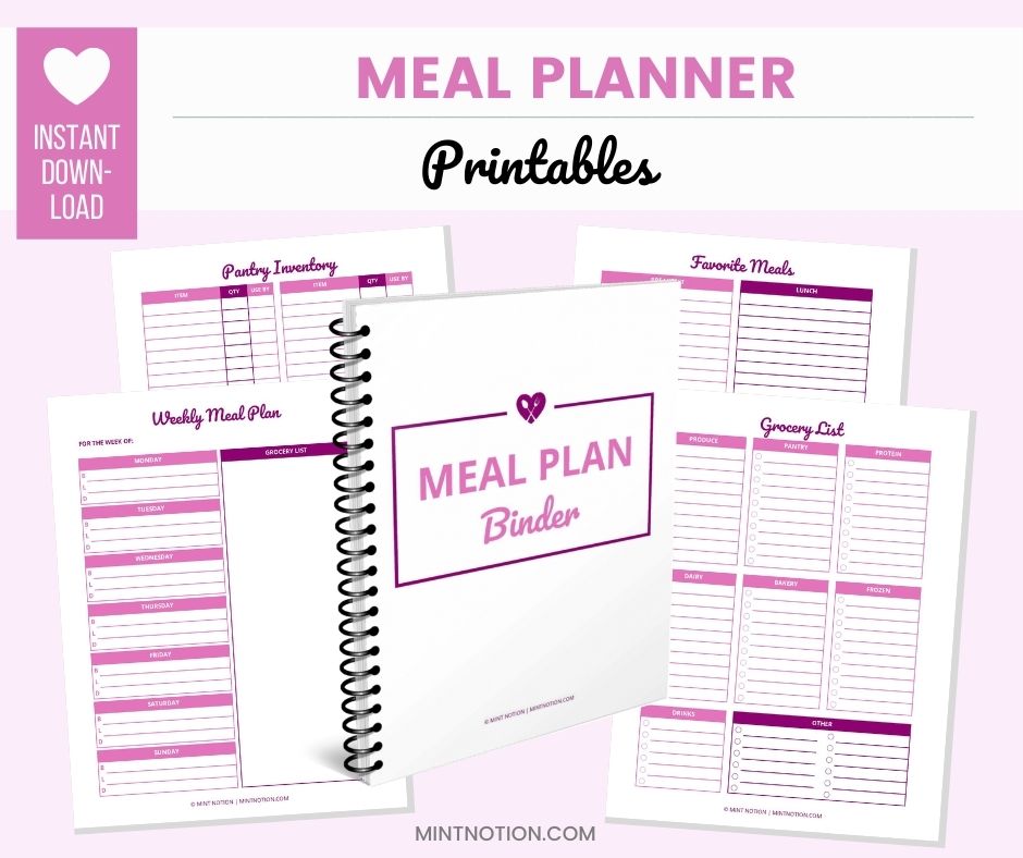 meal plan binder printables