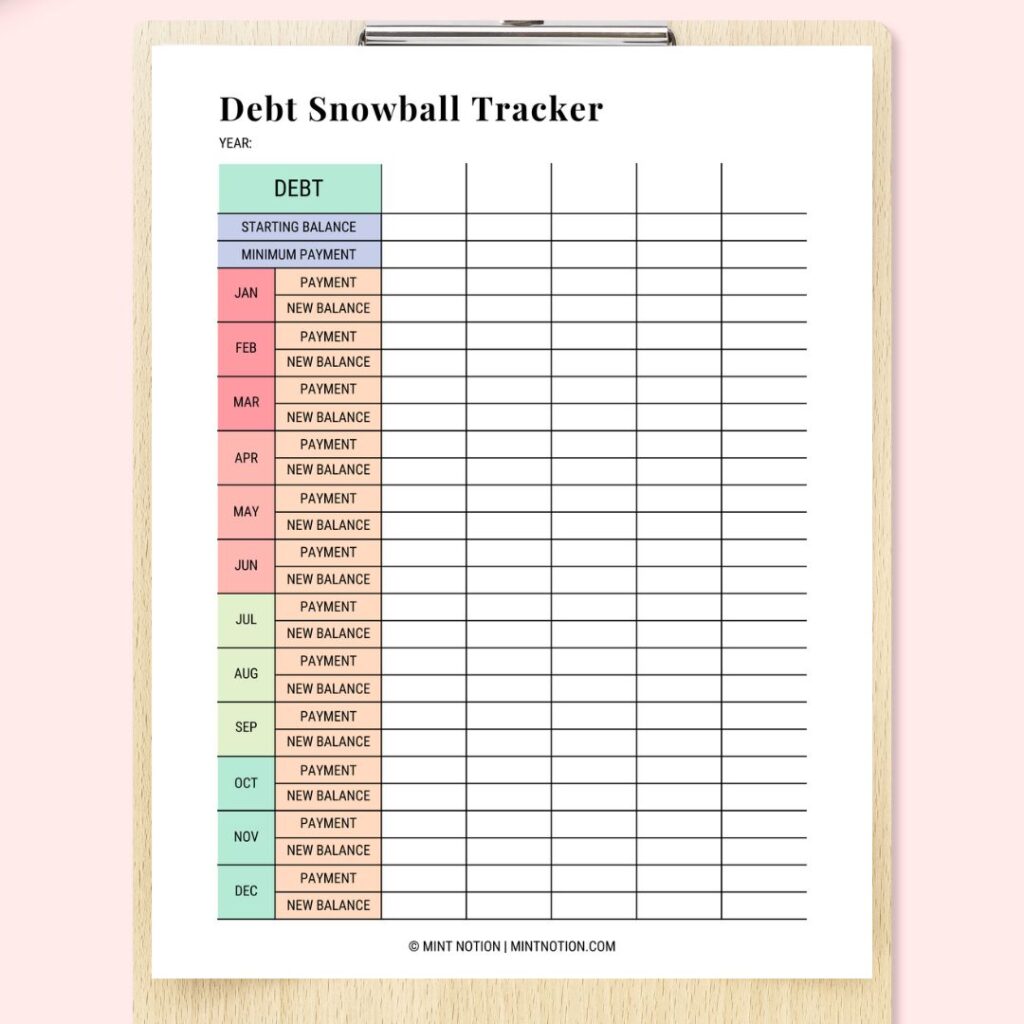 debt snowball printable