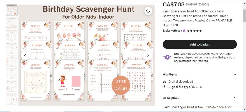 best-selling printables on etsy - scavenger hunt